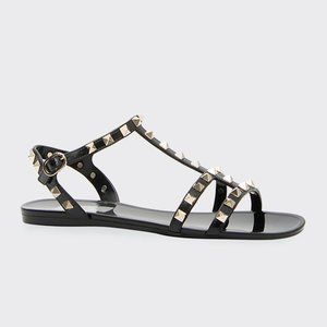 *NEW* VALENTINO GARAVANI Rockstud Jelly Flat Gladiator Sandals sz 9